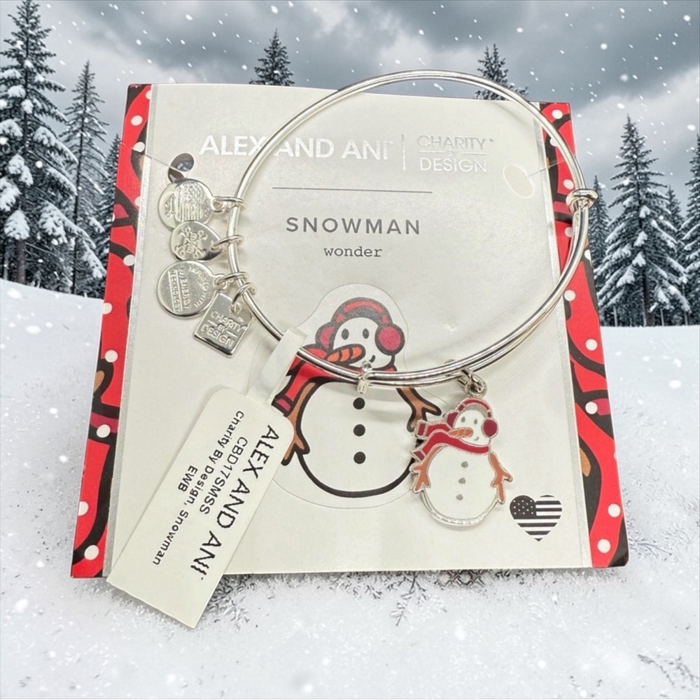 ⛄️ALEX AND ANI⛄️Charity by Design Snowman Charm Bangle in Shiny Silver/NWT